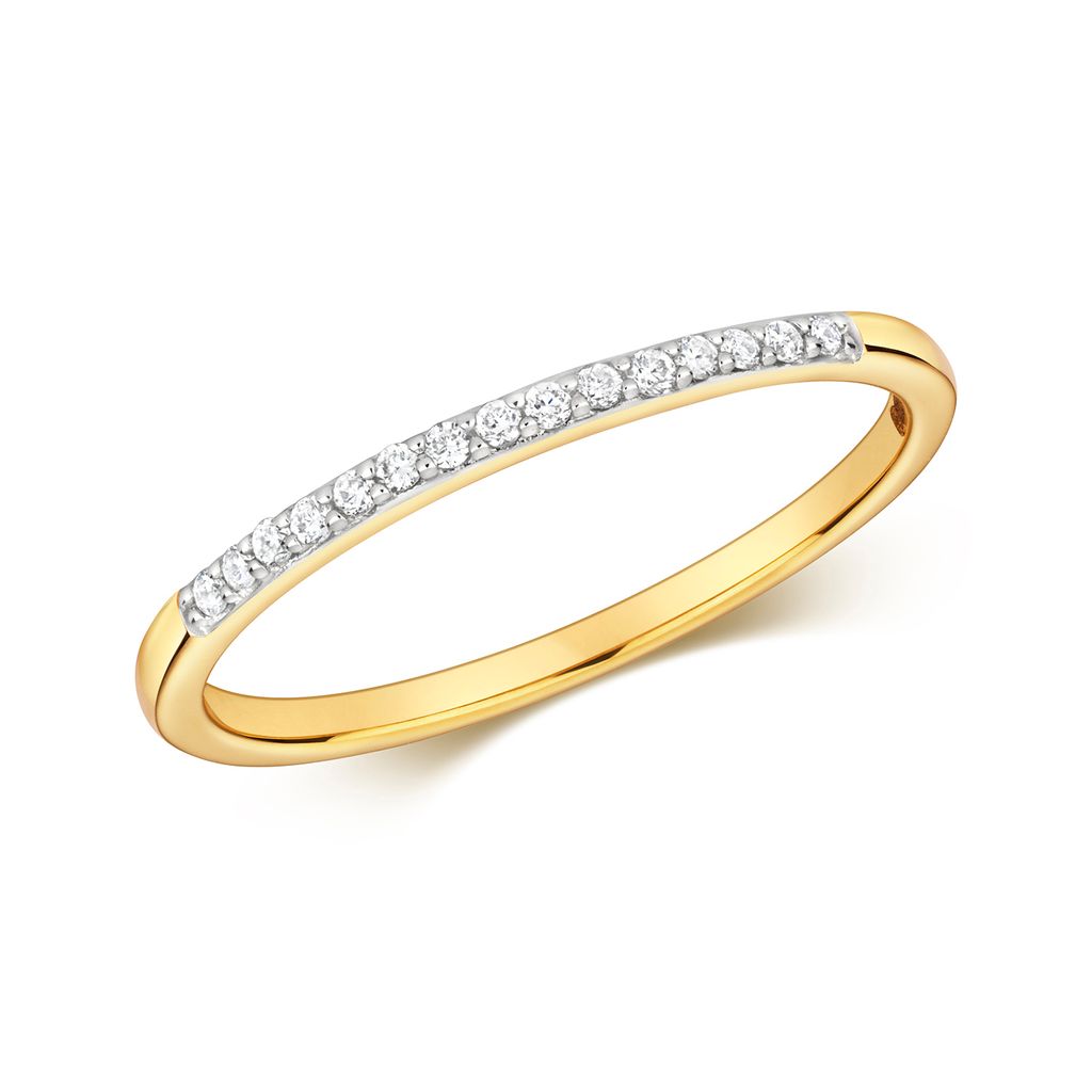 Funkelndes Feuer Stylischer 9 Karat (375) Gold Diamant Damenring Brillant-Schliff 0.07 Karat H - I1, 57 (18.1); TRS279499KYRSP