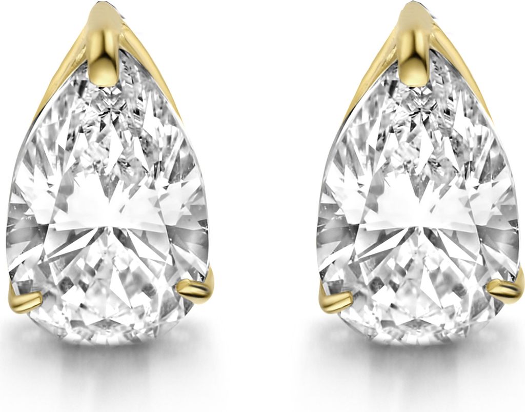 New Bling 9NBG-0217 Gouden Oorknopjes - Dames - Zirkonia - Druppel - 4 x 3 mm - 14 Karaat - Goud