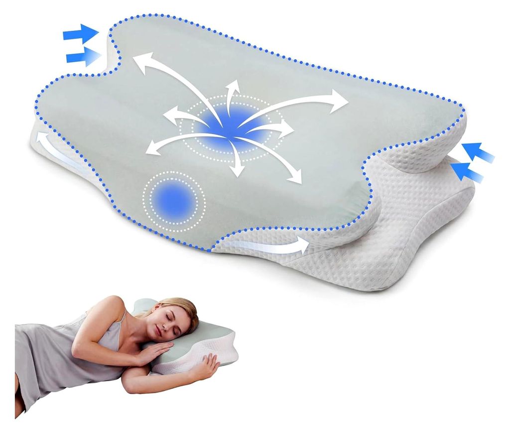 Memory Foam Kissen, Nackenstützkissen, Ergonomisches Seitenschläferkissen, Höhenverstellbar, Geeignet Für Seiten-, Rücken- Und Bauchschläfer ...