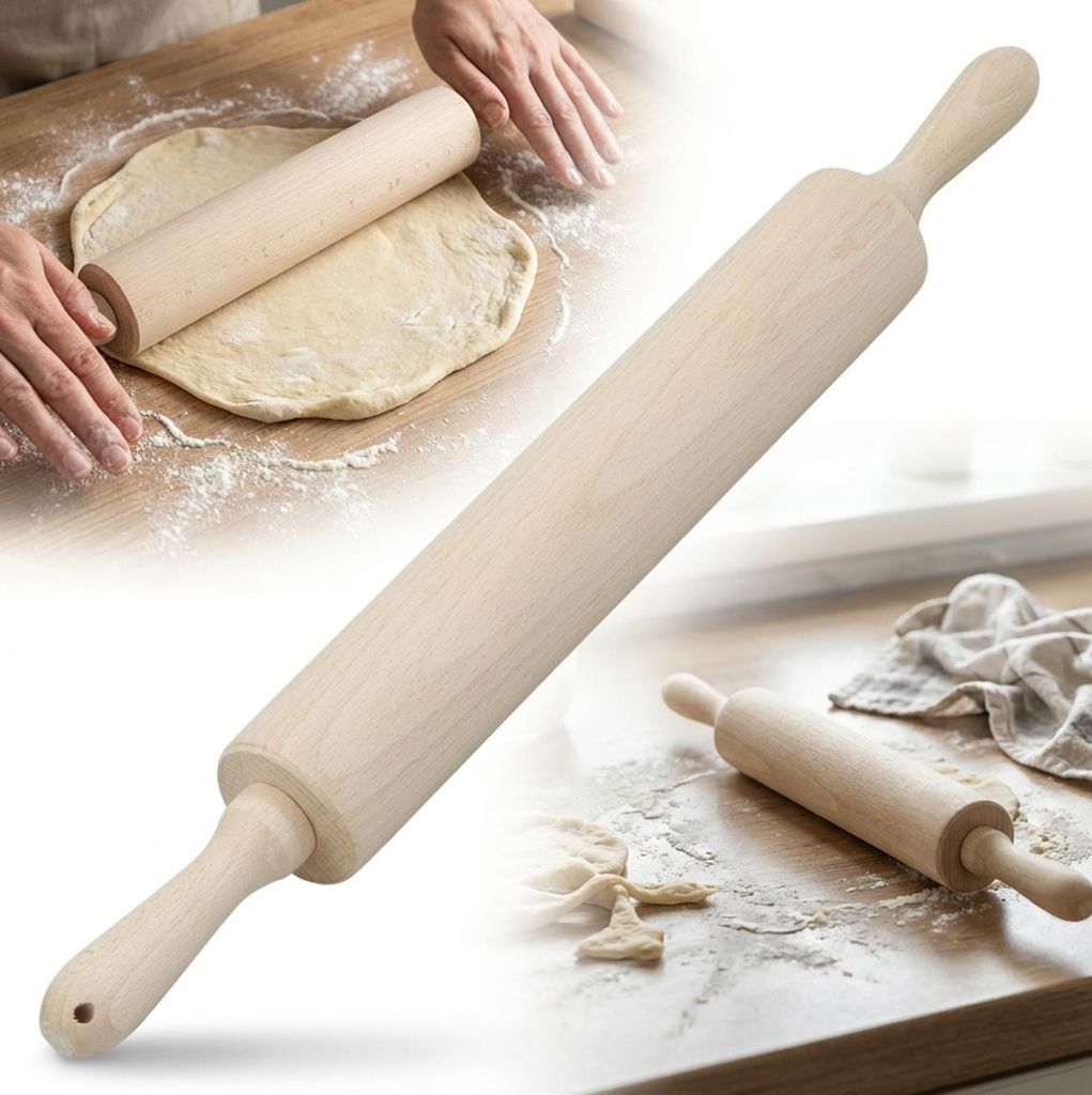 RULLO IN LEGNO DI FAGGIO PER LA CUCINA, ROTATILE, 45 x 5 Immagine del prodotto 