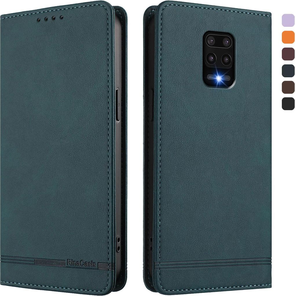 Hülle für Xiaomi Redmi Note 9S/ 9 Pro/ 9 Pro Max, Retro Kunstleder Ständer Klapphülle mit Kartenfächer und Magnetische Grün