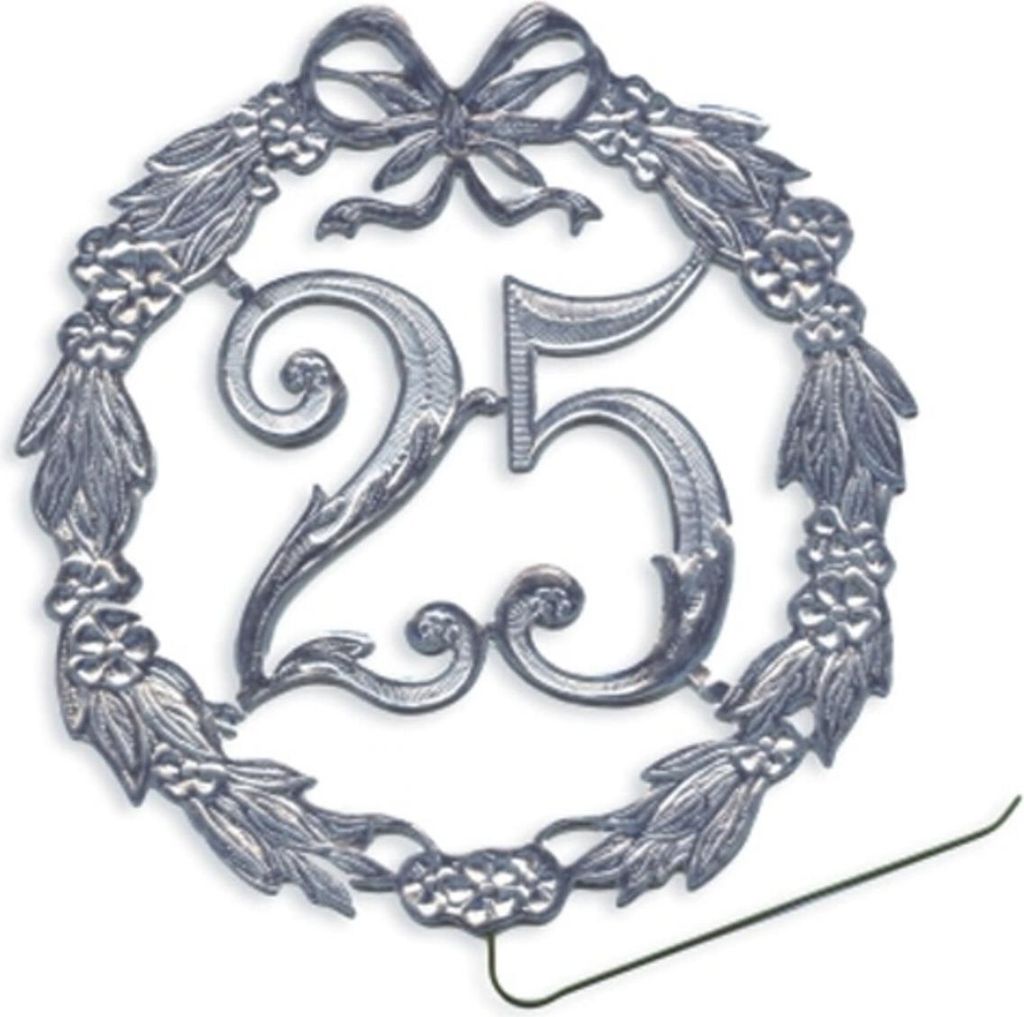 DEMMLER Festliche Zahl 25 silber 13cm mit Draht