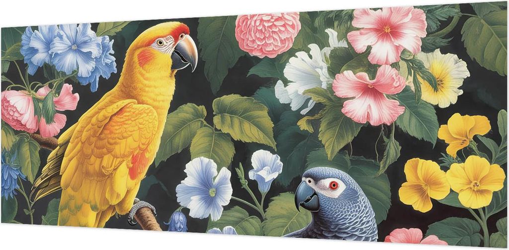 Wandtapete - Dekorative Tapete für Wohnzimmer- Tapetenfolie für Wanddekoration - 208x146 cm - Exotische Vögel
