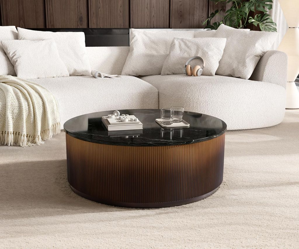 DELIFE Couchtisch Fiorano 90x90 cm Marmor Schwarz Silber Metall Gold Ombre