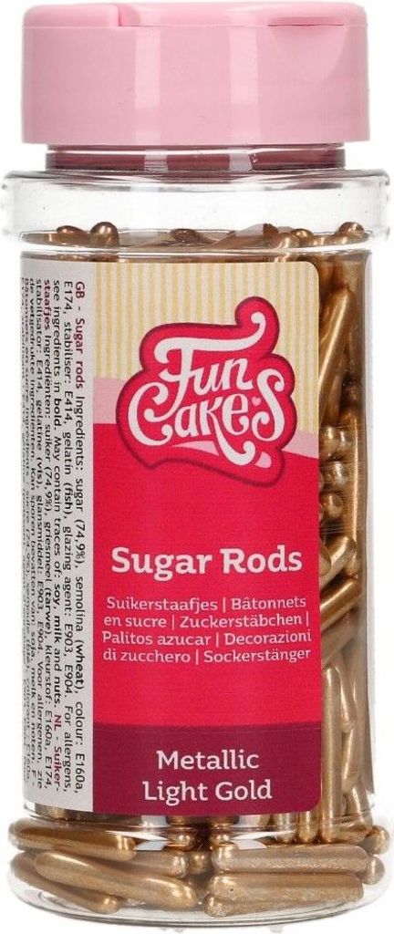 FunCakes Metallic Sugar Rods XL -Hell Gold- 70g