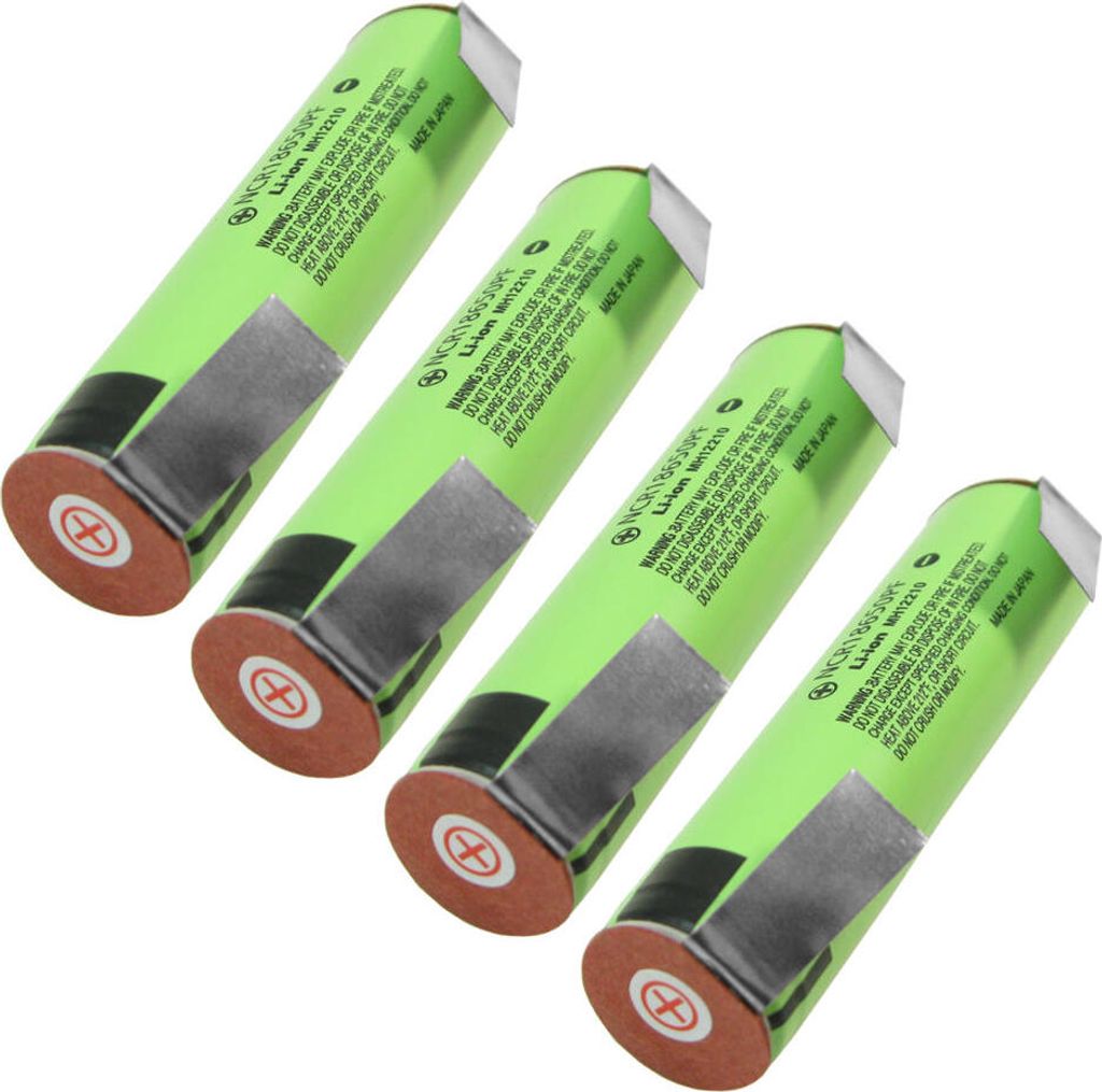 Trade-Shop 4x Panasonic NCR18650PF mit U-Lötfahne versetzt Lithium-Ion Akku Zelle 2900mAh 3,6V/3,7V 10A Entladestrom Flat-Top Flach