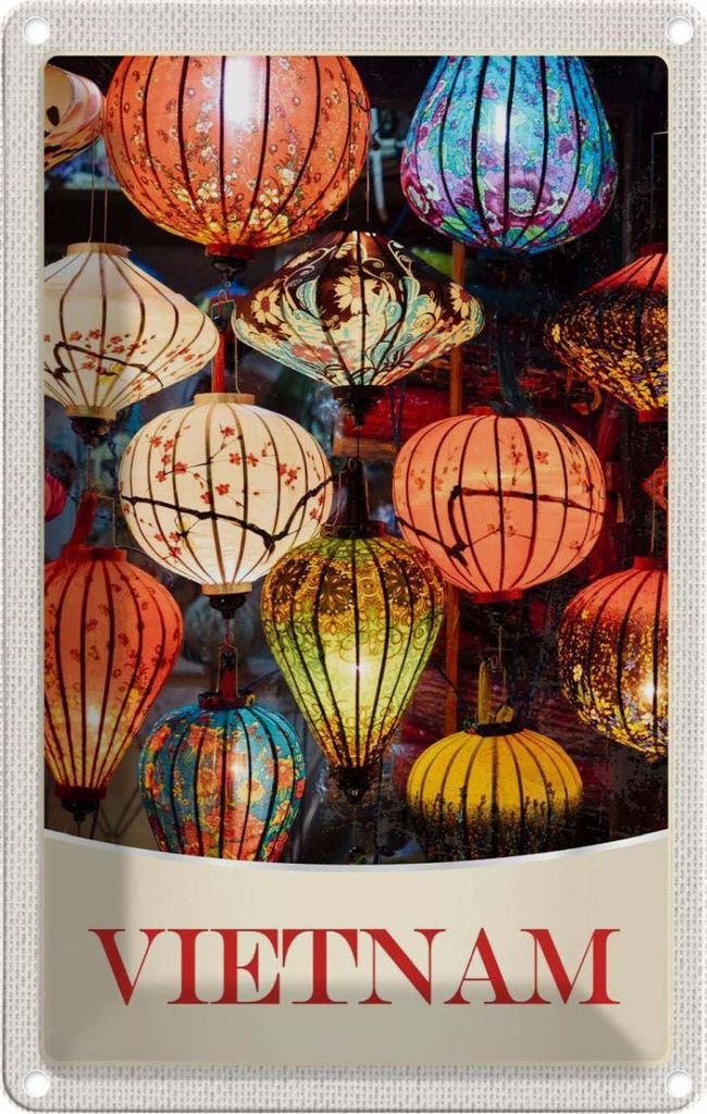 vianmo Blechschild 30x20 cm Vietnam Asien bunte Laterne Kultur Bildmotiv Reisemotiv Abenteuer Reisen Urlaub