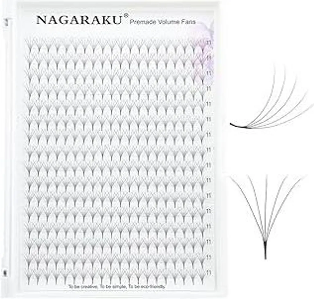 NAGARAKU 5D Ciglia prefabbricate a ventaglio 320 ventagli Volume Ventagli prefabbricati Lash Stelo lungo Base sottile Punte naturali Morbide Ciglia prefabbricate a ventaglio Estensione ciglia Nero 16 file Scatola XL (0,07 C 11 mm) - 1