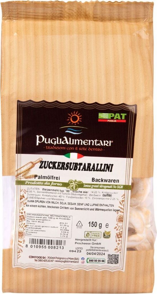 Tarallucci Tradizionali mit Zitronen Zucker Glasur, Süße Taralli Zuccherati al Limone, Puglialimentari, 150 g