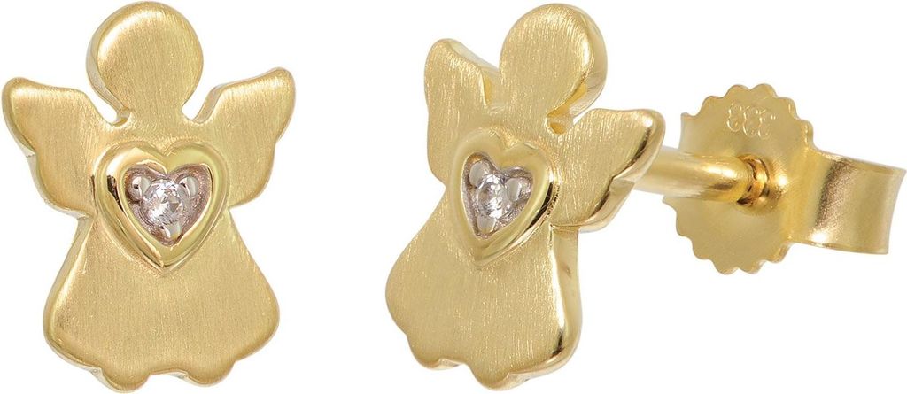 trendor 28740 Mädchen-Ohrringe Gold 333 / 8K Engel-Ohrstecker Zirkonia