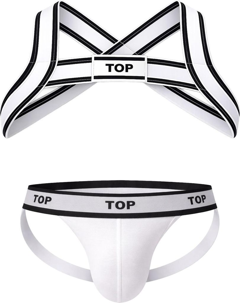 Barcode Berlin TOP Multipack 1x Jockstrap White + 1x Harness White-Black - Größe L