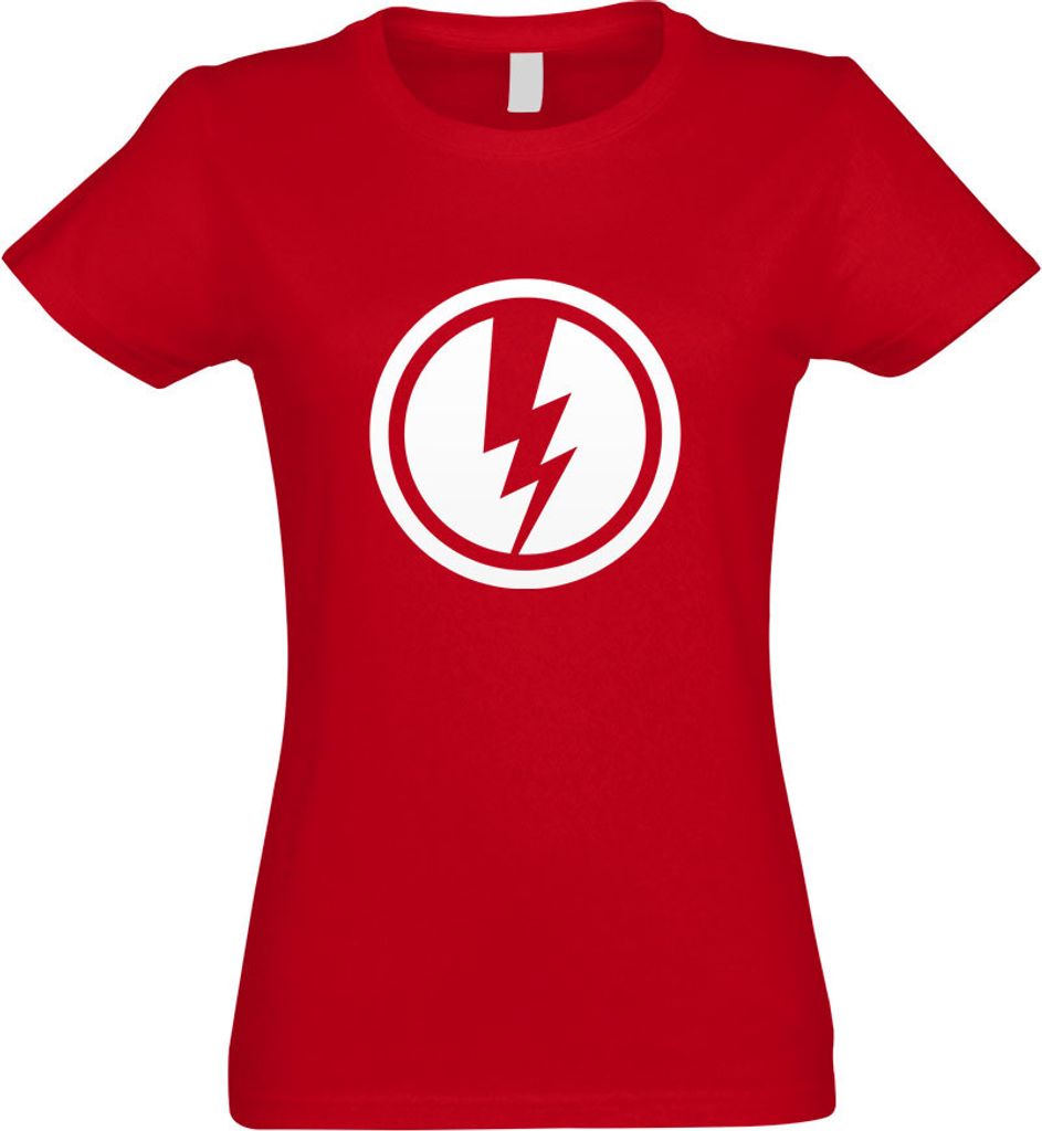 Kiwistar - T-Shirt tailliert - Damen - rot - Blitz - Strom Motiv 1 - mit Motiv Bedruckt - Funshirt Design - Sport - Freizeit - Damen - M