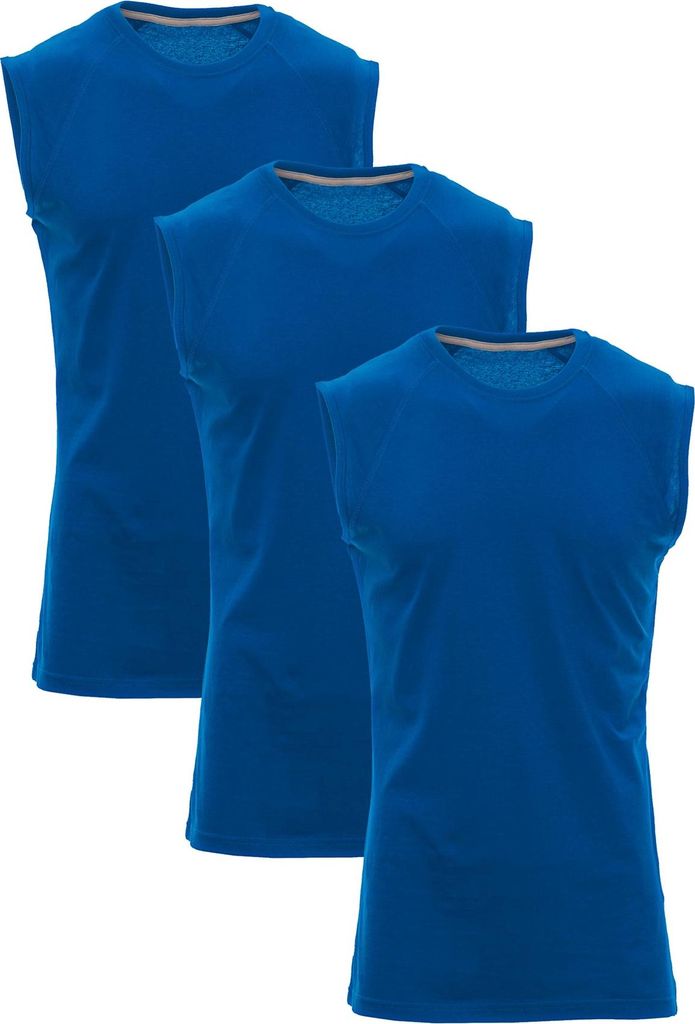 Mivaro Herren Tank Top 3er Pack aus Baumwolle in Blau - ärmelloses Basic Shirt mit Rundhals, Regular Fit, Größen S bis XXL