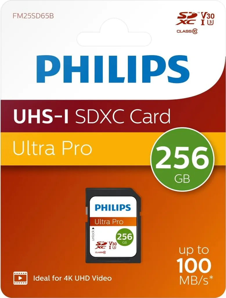 Carte SD 256 Go Philips Ultra Pro V30 Idéale pour Caméra et Vidéo 4K