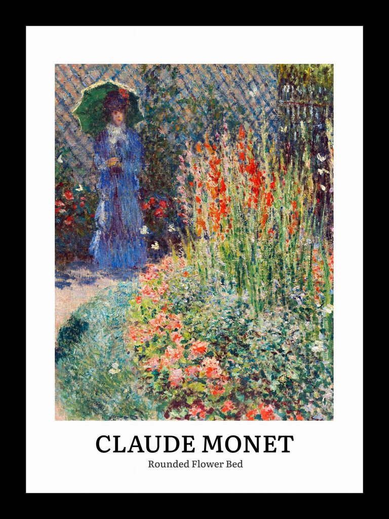 Plakat 13x18cm Design Blumenbett, Monet Vintage für das Wohnzimmer