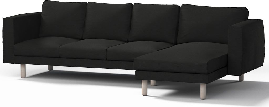 Dekoria Bezug für Norsborg 4-Sitzer Sofa mit Recamiere, schwarz, Norsborg Bezug für 4-Sitzer Sofa mit Recamiere