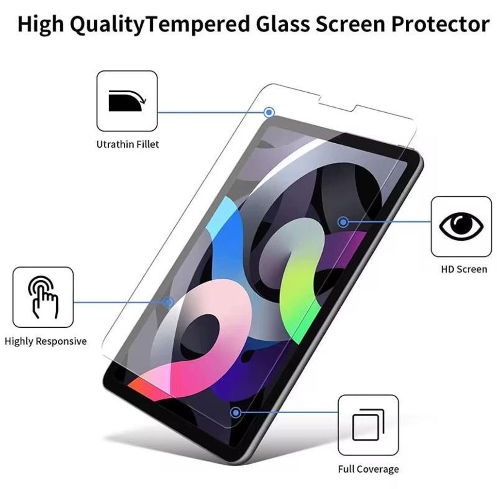 Screenprotector Geschikt voor Apple iPad - Premium glas, Anti-Scratch, Anti-Fingerprint, Anti-Explosion, Full Coverage, Ultra-Thin, HD Clear, Bubbl...