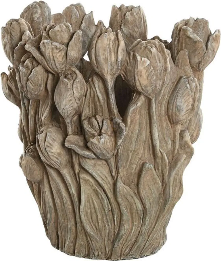 Vase en Ciment Gris pour Bouquet de Tulipes Décoration Salon Moderne