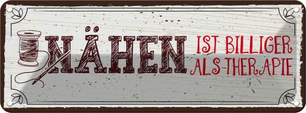 vianmo Blechschild 10x27 cm Nähen ist Billiger als Therapie Spruch Zitat