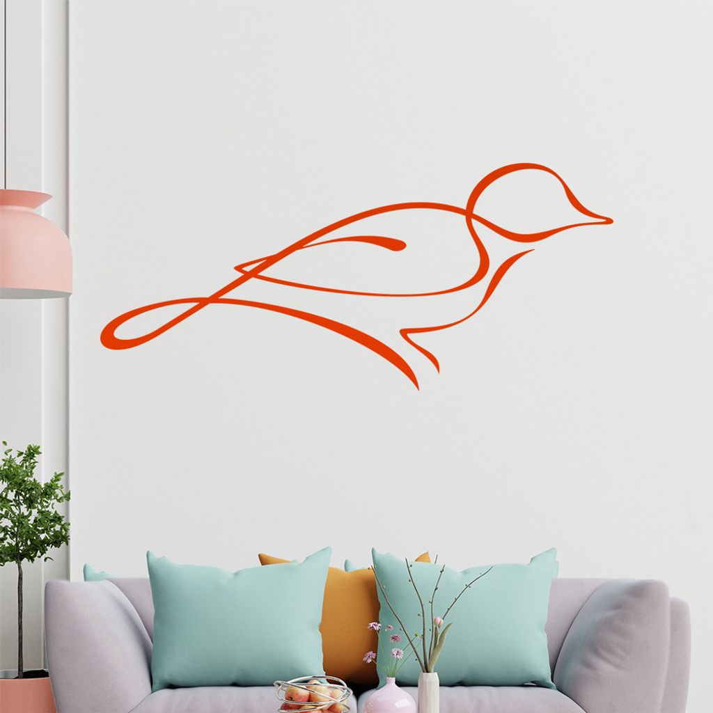 Kleiner Vogel Linien Wandtattoo in 6 Größen - Wandaufkleber Wall Sticker - Dekoration, Küche, Wohnzimmer, Schlafzimmer, Badezimmer