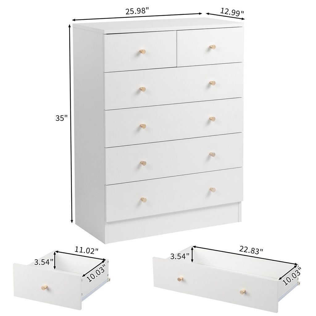 Komoda FCH z 6 szufladami, komoda do salonu, biała, 66 x 33 Zdjęcie produktu 