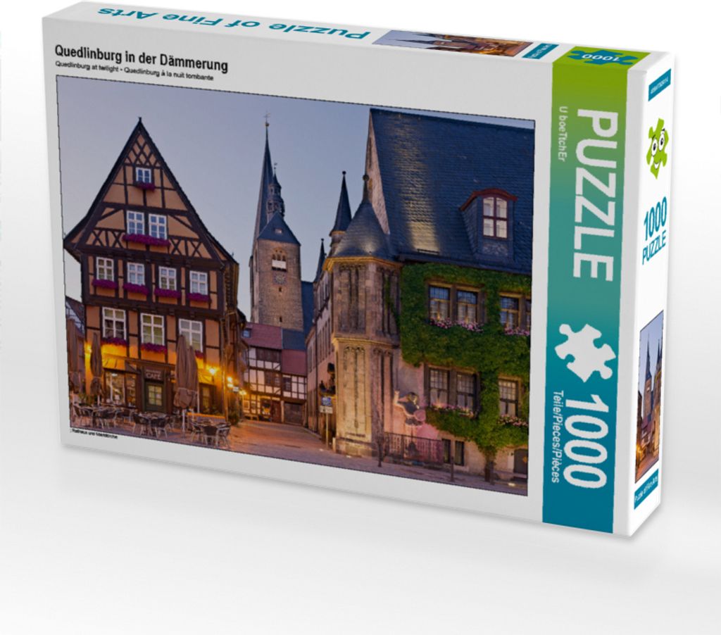 CALVENDO Puzzle Quedlinburg in der Dämmerung | 1000 Teile Lege-Größe 64x48cm Foto-Puzzle für glückliche Stunden