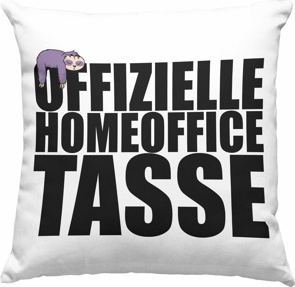 Trendation - Offizielle Homeoffice Deko-Kissen mit Füllung 40x40 Faultier Lustig - Geschenk Männer, Home Office Spruch KaffeDeko-Kissen mit Füll...