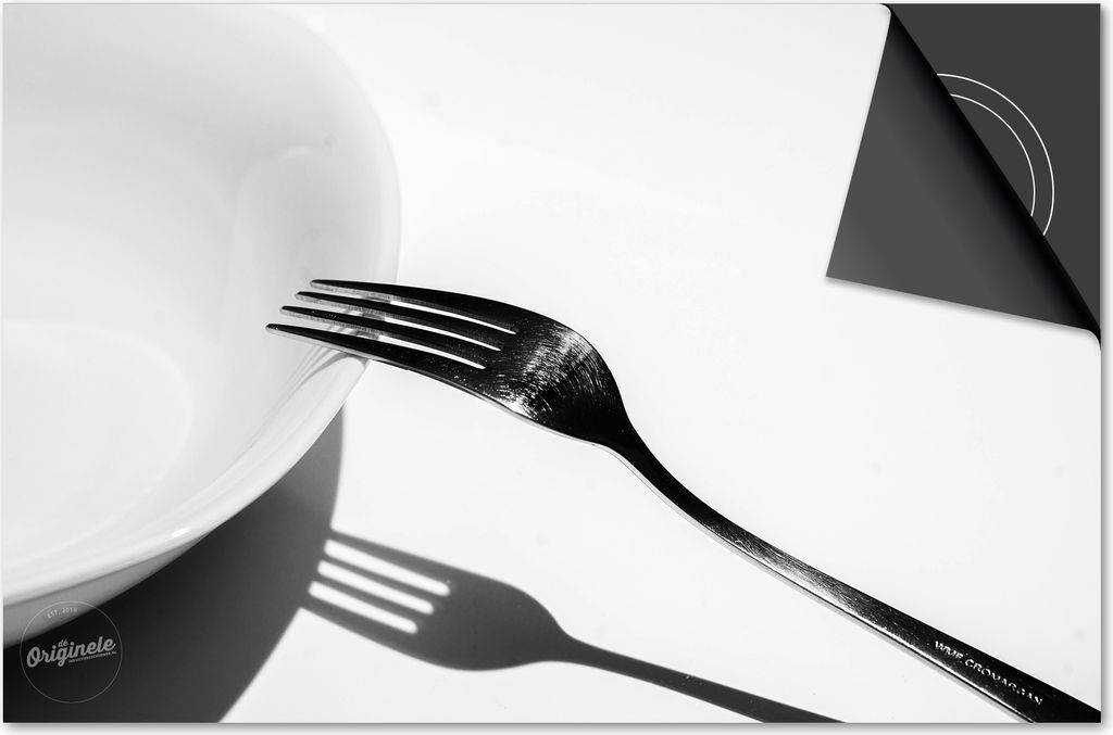 Induktionsschutz 90x52 - abdeckplatte Induktion matt- Dietrix Kochfeldschutz- DELUXE - Besteck - Zeichen und Gabel