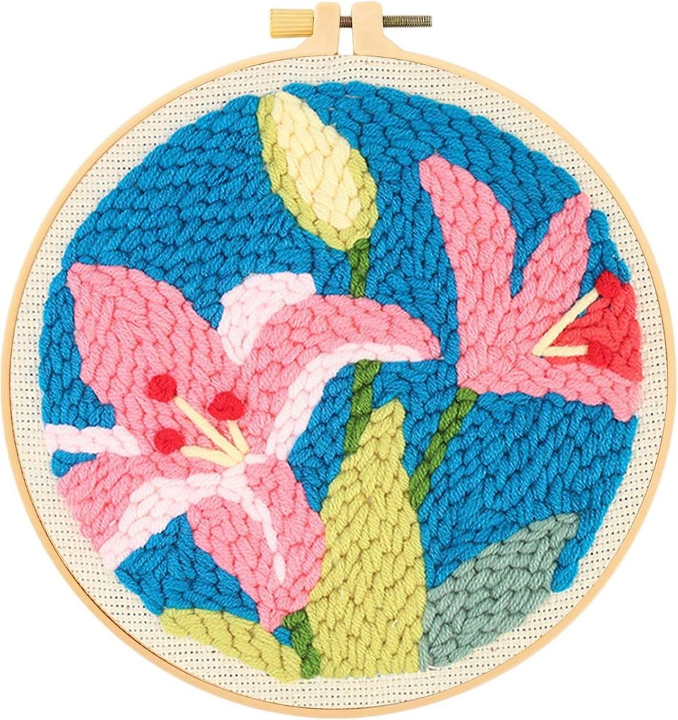Punch Needle Set,DIY Stanznadel Kit,Punch Needle Stickerei Set fš¹r Anf?nger,Punch Needle Embroidery Starter Kit, mit Blumen Muster, DIY Handstic...