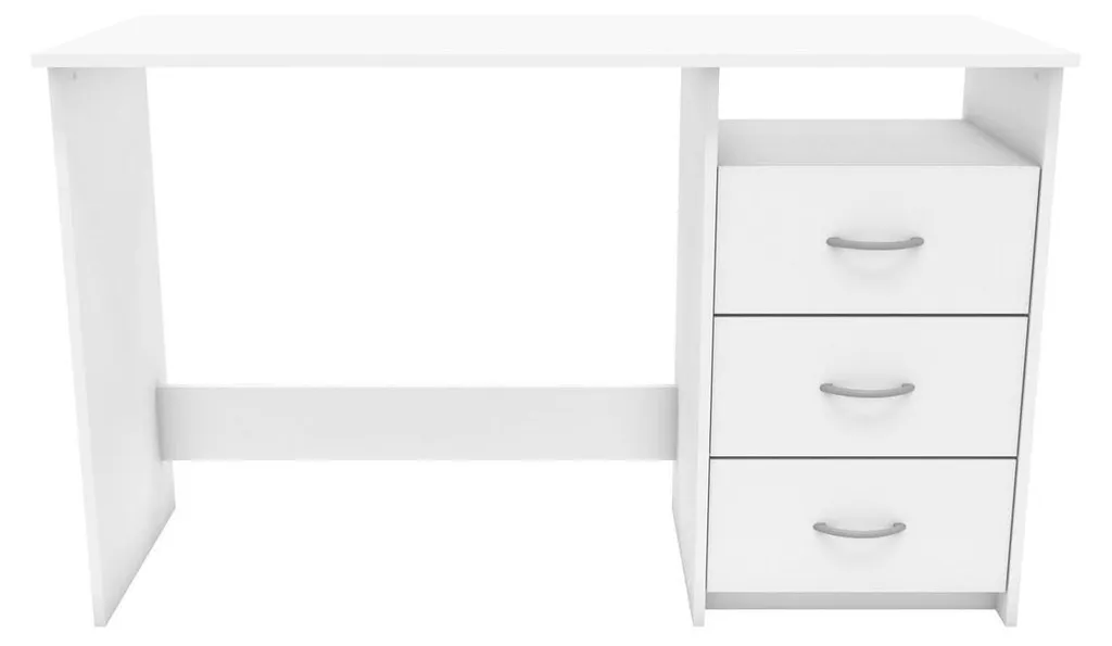 Bureau pour Télétravail Aristote L123 cm avec Niche et 3 Tiroirs Gris