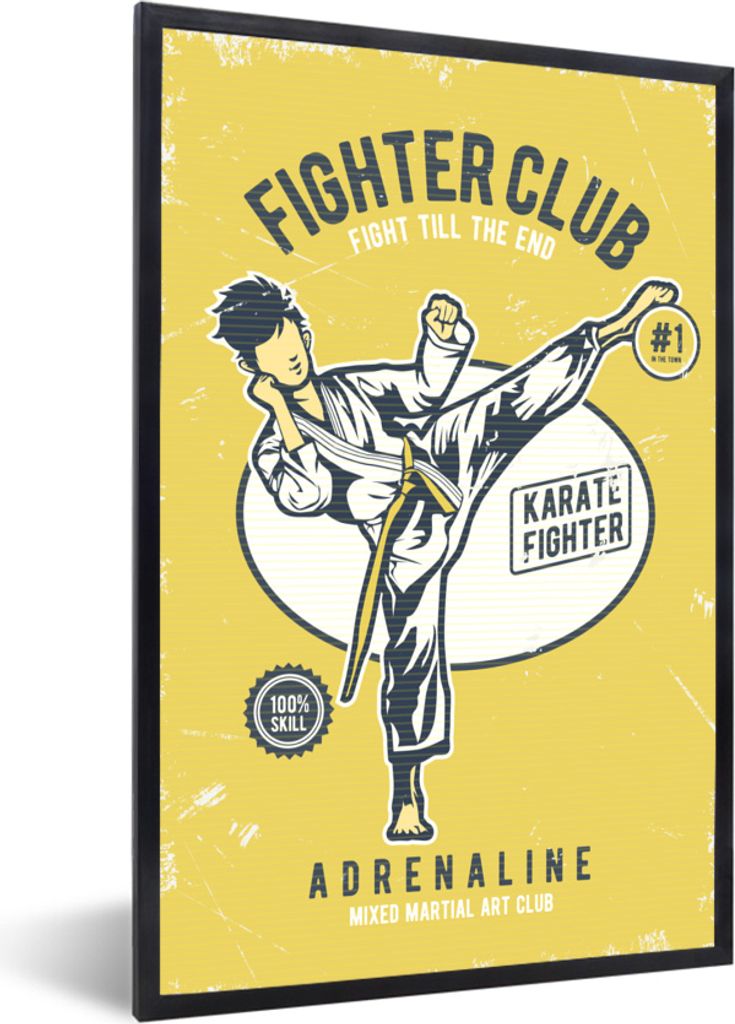 MuchoWow MuchoWow Gerahmtes Poster Karate - Retro - Zitat 40x60 cm - Poster mit zchwarzem Bilderrahmen - Papierdruck - Wandbilder