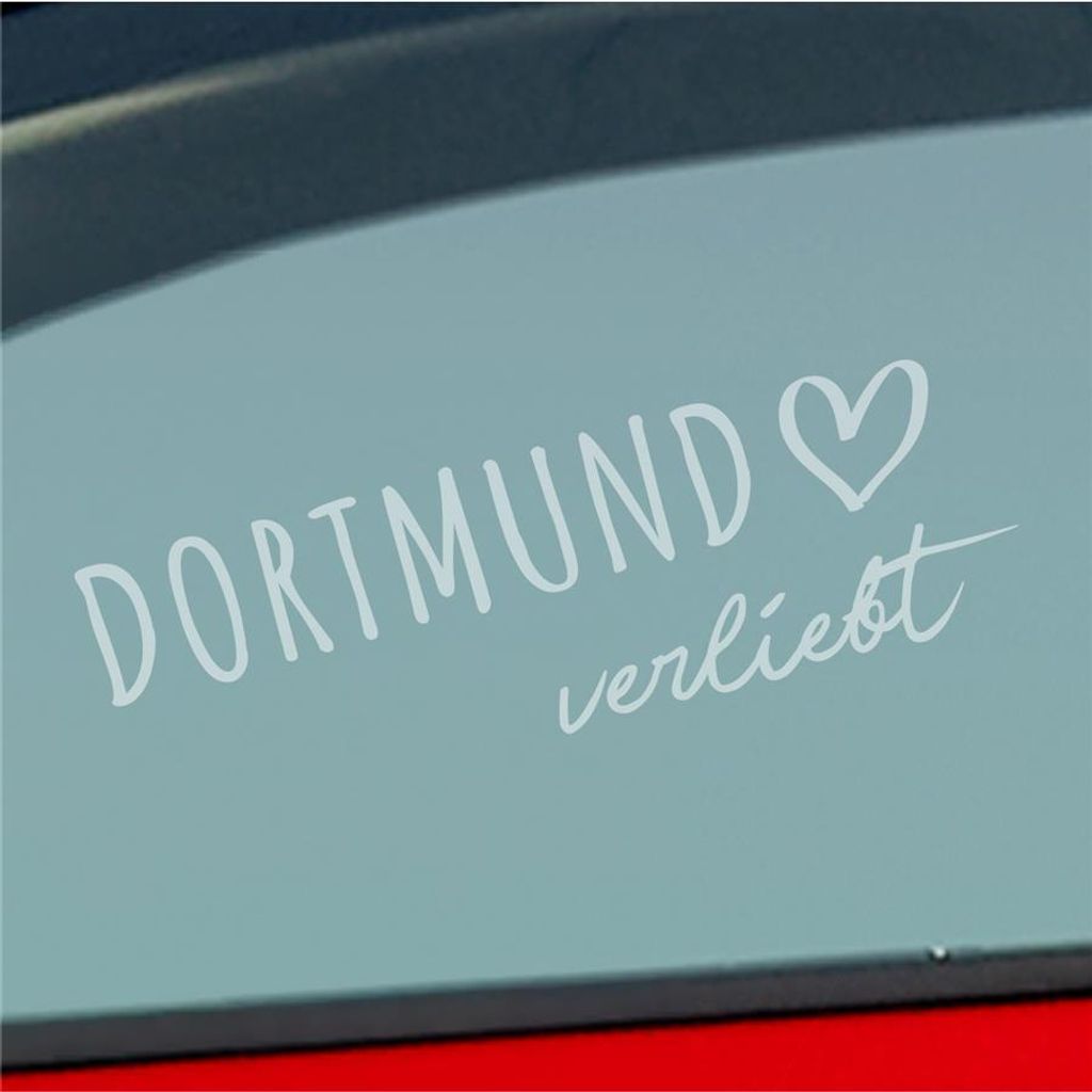 Auto Aufkleber Dortmund verliebt Herz Stadt Heimat Liebe Car 19x6 cm Milchglas Sticker Heckscheibenaufkleber