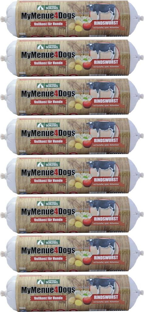 MyMenue4Dogs Hundefutter Rindswurst - 8x 800g