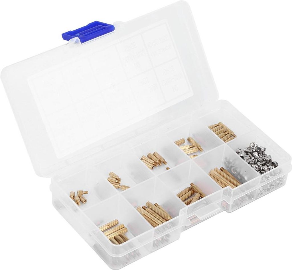 270-teiliges Sortiment an M2-Sechskantschrauben aus Edelstahl mit Messing-Abstandshaltern