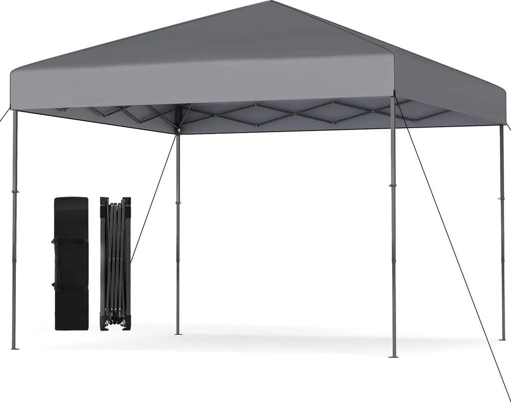 Pavillon gris anti-UV hauteur réglable pour ombre fraîche au jardin