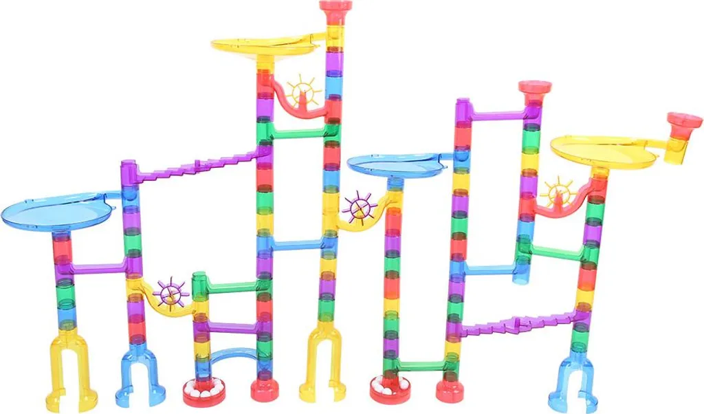 Jeu de construction 122 pièces avec rails de course et billes agiles