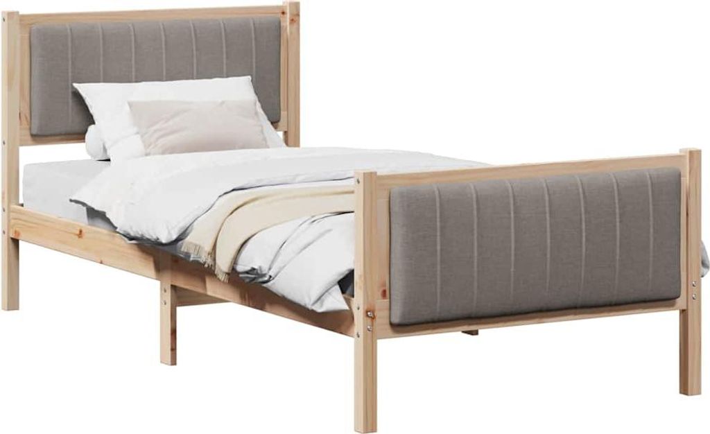 vidaXL Bettgestell Braun und Taupe 90 x 190 cm Massivholz Kiefer