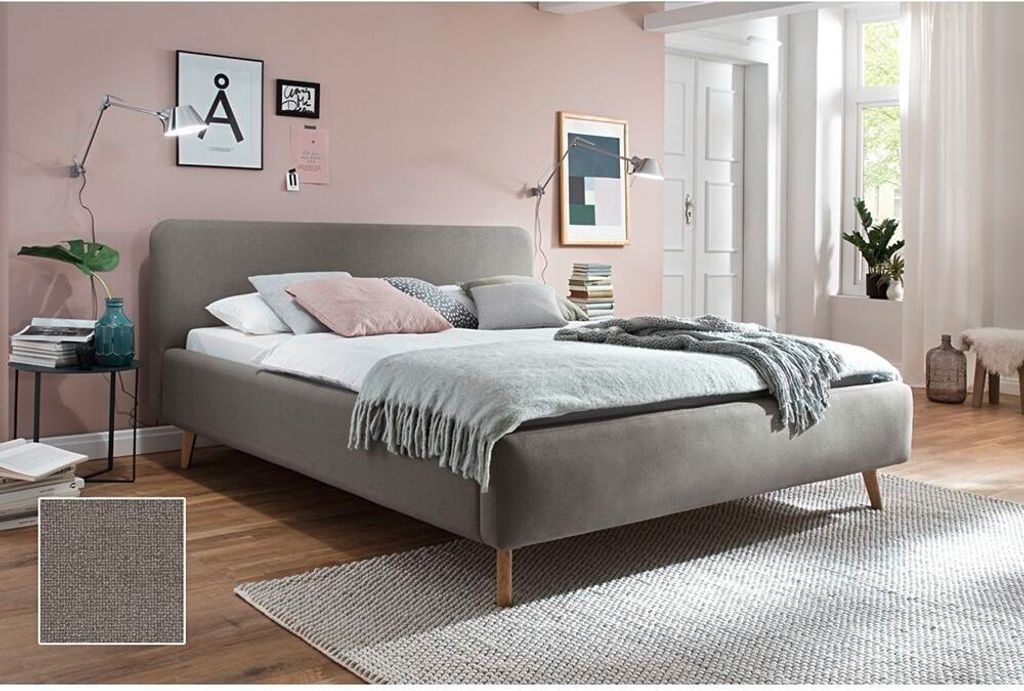 Polsterbett MACARI-114 in taupe, Liegefläche: 160x200 cm