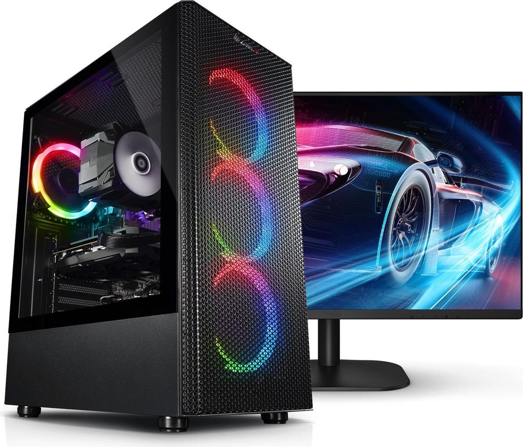 kiebel.de Gaming PC mit 27 Zoll TFT Raptor Intel Core i7-12700KF, 32GB DDR4, NVIDIA RTX 5060 8 GB, 1TB SSD, WLAN, Windows 11, Gaming PC