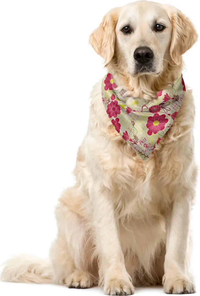 ABAKUHAUS Bandana per animali domestici con foglie, Feminine Floral Pinky Garden, 40x40 cm, multicolore