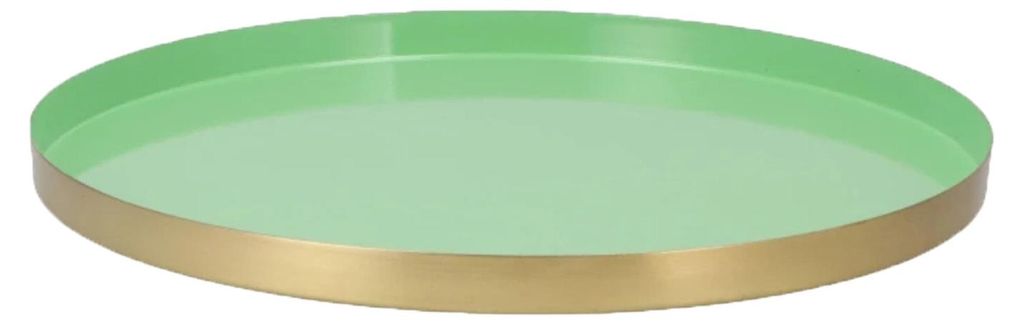 Serveertray Marrakech, 40 cm – Mintgroen en goud – Metaal – Productafbeelding 