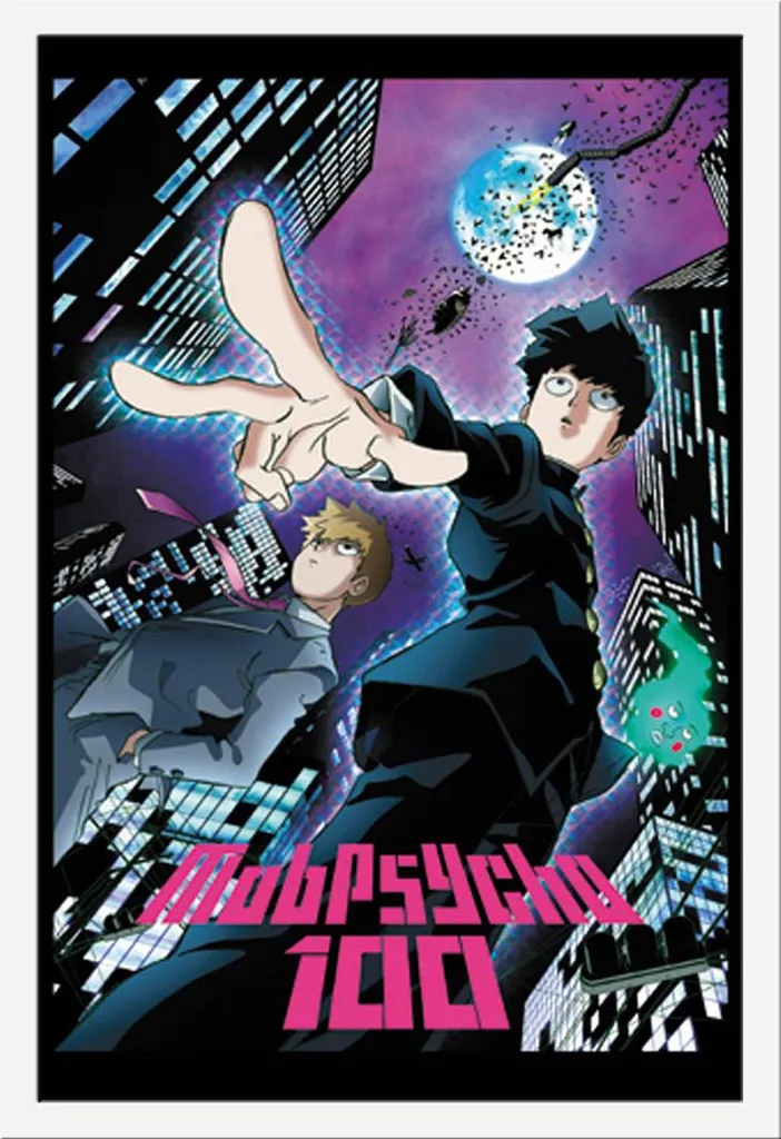 Déco murale Mob Psycho 100 Poster City avec cadre blanc Shinsuke