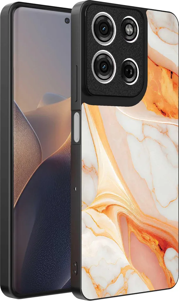Custodia Motorola Edge 60 Pro Arancione Marmo | Protezione TPU Chic