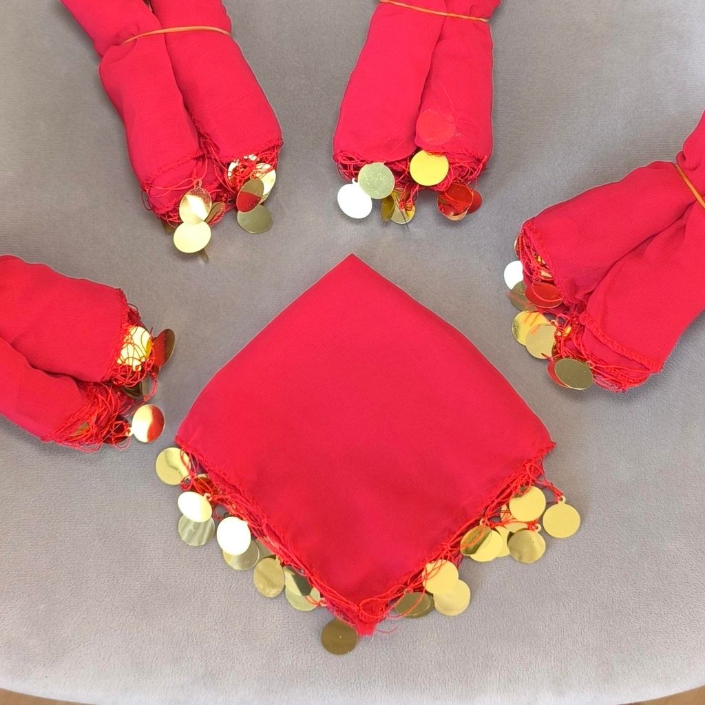 10x Rot mit golden Pulls Halay Mendili groß 20x20 cm Produktbild 