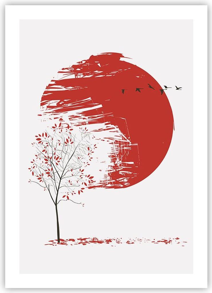 Poster - Poster ohne Rahmen - Japan Blume Kirschen - 50x70 cm - Wand Bild - Wanddeko - Wandbilder - Kunstposter - Wandposter - Bilder - Kunstdruck ...