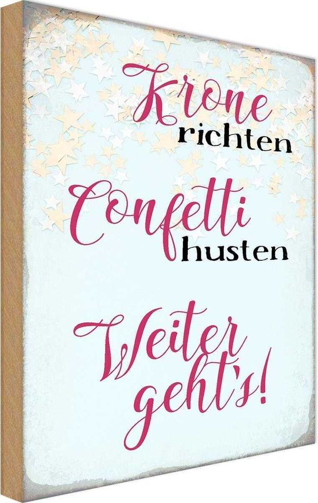 vianmo Holzschild 18x12 cm Krone richten Confetti husten Dekoration