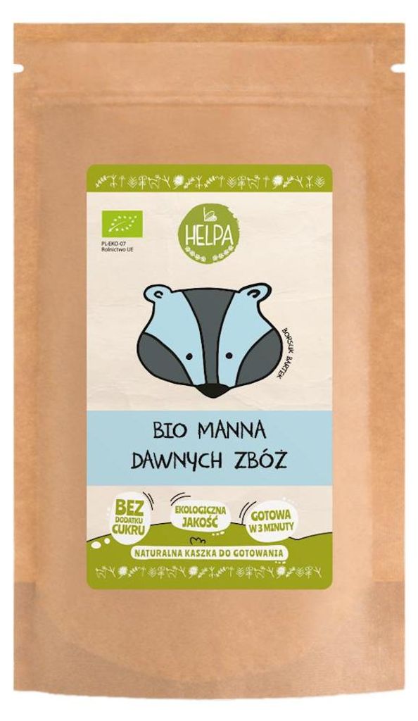 KASZKA MANNA DAWNYCH ZBÓŻ BEZ DODATKU CUKRÓW BIO 200 g - HELPA
