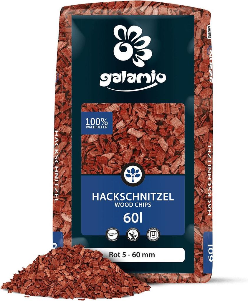 Galamio Holzhackschnitzel Rot 60l Produktbild 