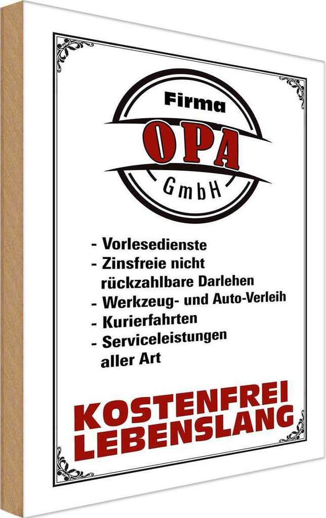 vianmo Holzschild 30x20 cm Firma Opa GmbH kostenfrei Oma