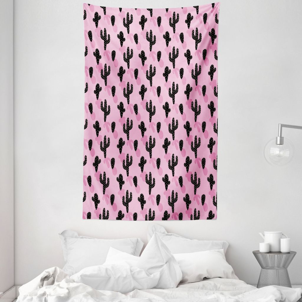 ABAKUHAUS Kaktus Wandteppich und Tagesdecke, Cartoon-Stil Mexikanische Flora aus Weiches Mikrofaser Stoff Waschbar ohne Verblassen Digitaldruck, 14...